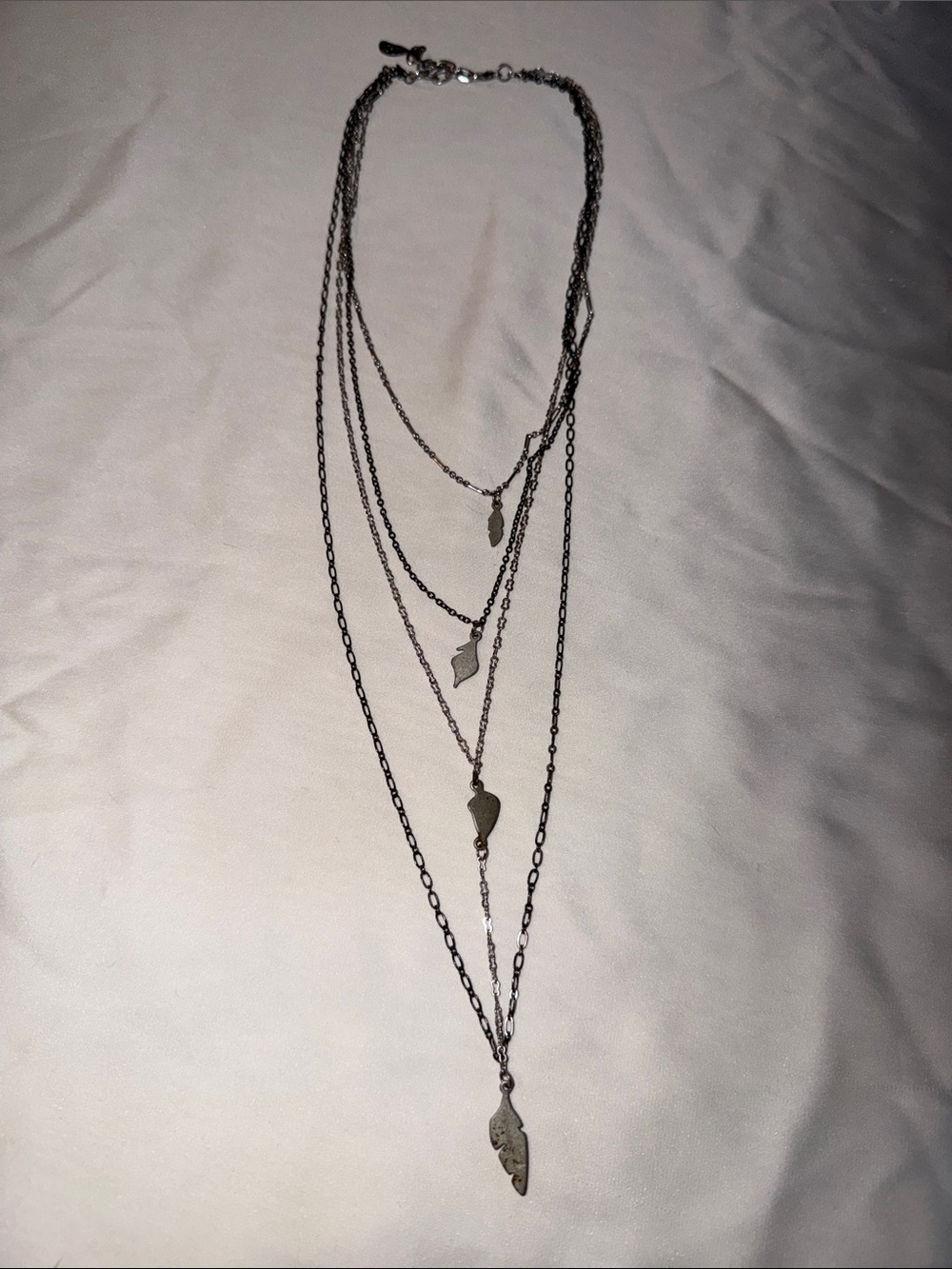 Layered Silver-Tone Feather Pendant Necklace from Free People